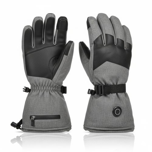 JHG14 Heather Gray Heated Gloves - Professional Front and Back View