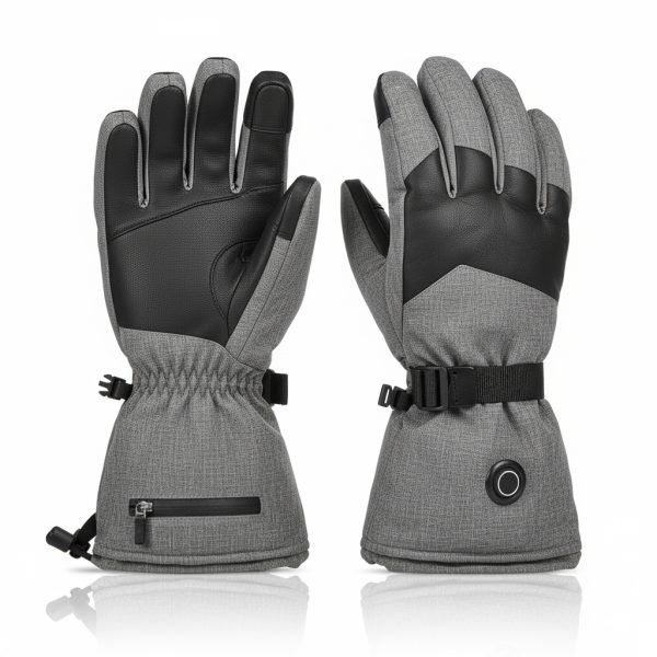 JHG14 Heather Gray Heated Gloves - Professional Front and Back View