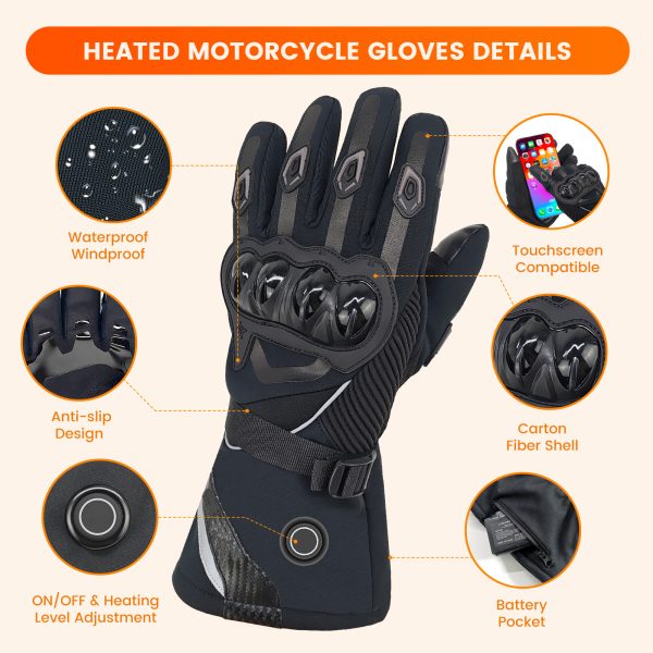 JHG23 Heated Motorcycle Gloves Features - Carbon Fiber Shell and Waterproof Membrane