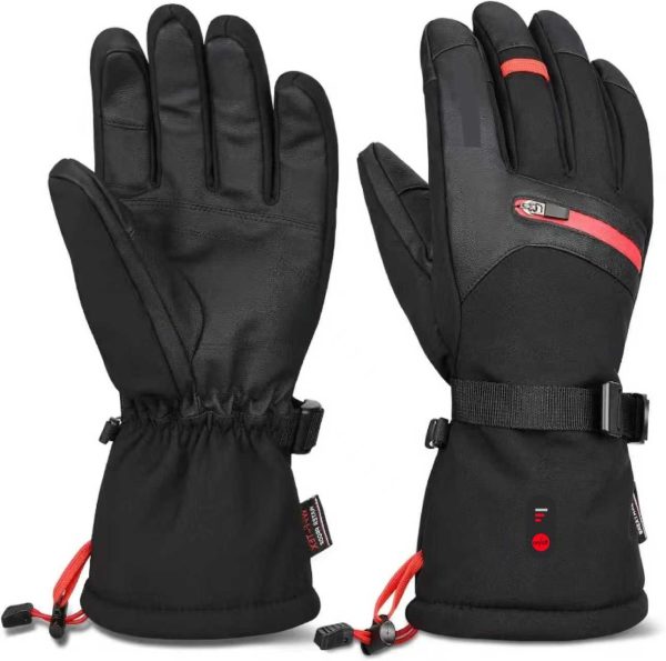 JHG29 Sport Heated Gloves with Red Zipper Pocket and Adjustable Buckle - Product View