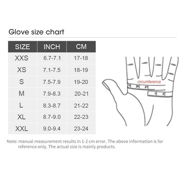 JHG35 Heated Mittens Sizing Guide - Global Fit XXS to XXL