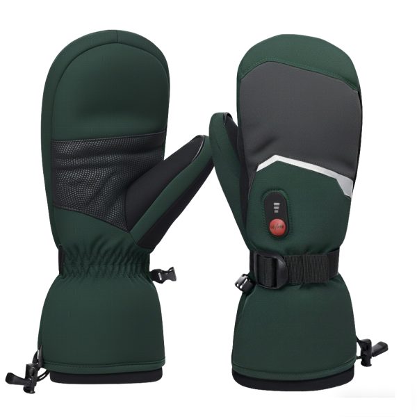 JHG37 Forest Green Heated Ski Mittens - Product Overview