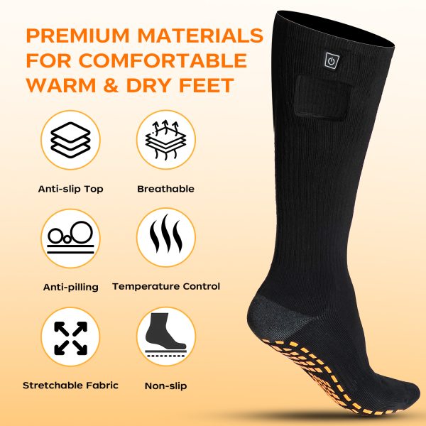 JHS04 Heated Socks Features - Breathable Fabric and Anti-slip Sole