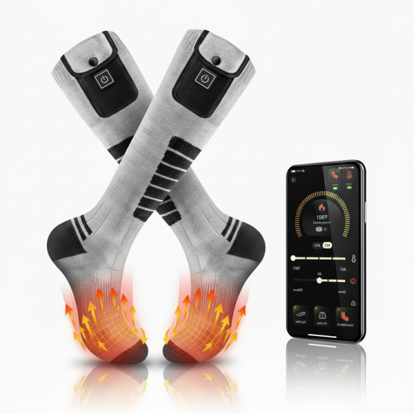 JHS05 Smart Heated Socks Grey - 7.4V Battery Powered App Controlled Socks - Wholesale