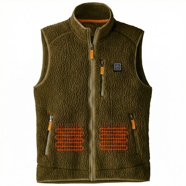 JHV01 Wholesale Sherpa Fleece Heated Vest - Source Factory - 3 Zone Heating