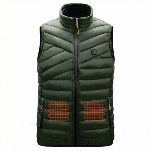 JHV02 V-Quilted Heated Vest Front View - Wholesale Factory Source - 3 Zone