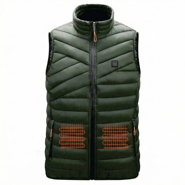 JHV02 V-Quilted Heated Vest Front View - Wholesale Factory Source - 3 Zone