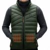 JHV02 Military Green Heated Vest Model View - Stylish V-Shape Padded Design