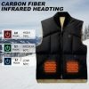JHV05 Ribbed Collar Heated Vest Specs - 3 Heat Levels 70C 60C 50C - Carbon Fiber Infrared Tech