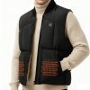 JHV05 Ribbed Collar Heated Vest Urban Style - Male Model Wearing Contrast Lining Winter Vest