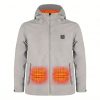 JHV14 Heated Jacket Front View - Hood and Chest Heating Zones - 7.4V Smart Warmth