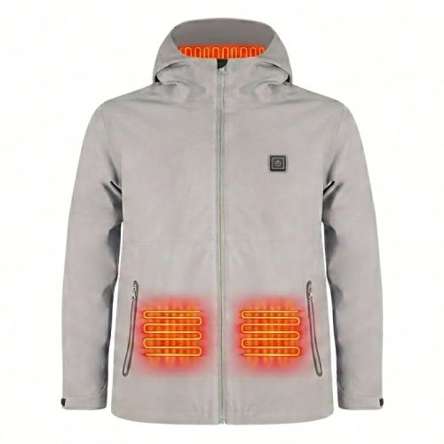 JHV14 Heated Jacket Front View - Hood and Chest Heating Zones - 7.4V Smart Warmth