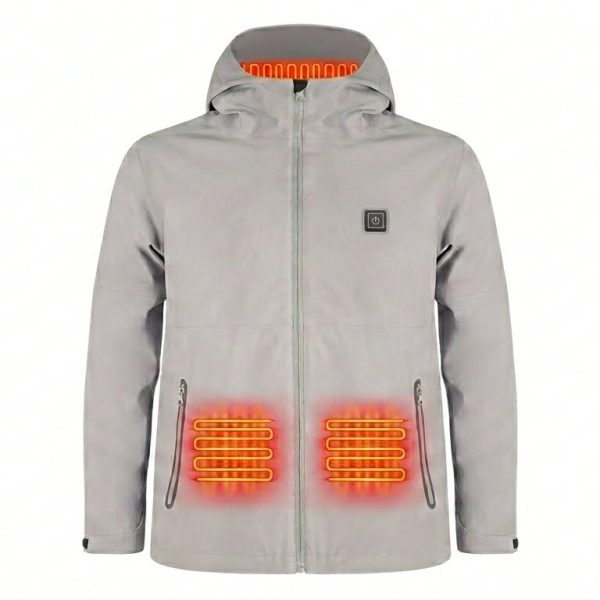 JHV14 Heated Jacket Front View - Hood and Chest Heating Zones - 7.4V Smart Warmth