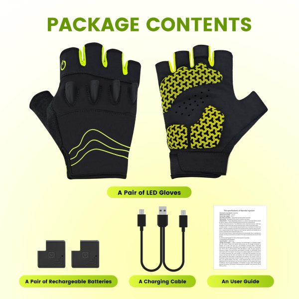 JLG01 Package Contents - LED Gloves Rechargeable Batteries and Charging Cable