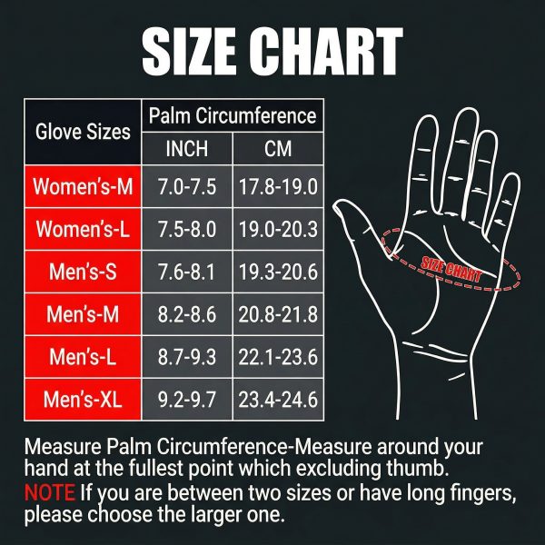 JHG43 heated gloves size chart for accurate fitting selection