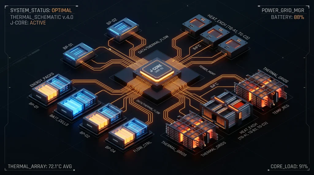 J-CORE modular thermal innovation platform, advanced heating system architecture schematic diagram