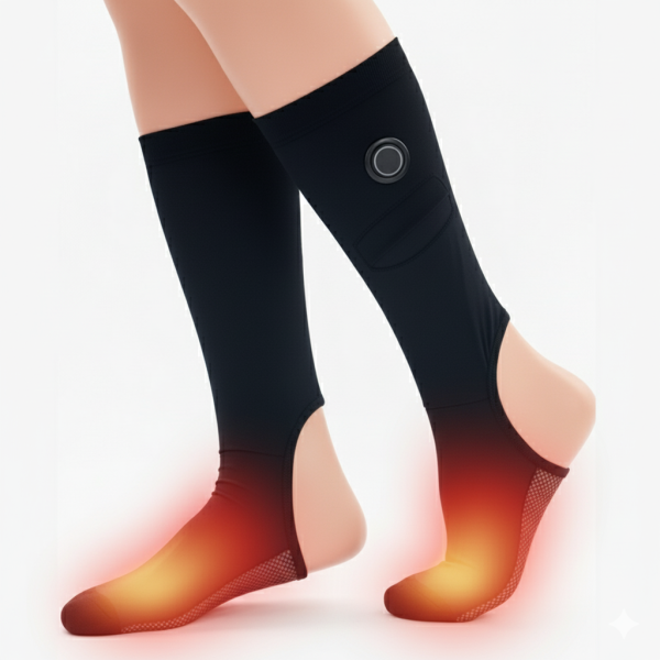 Anatomic underfoot heating zone of JHS06 thin heated socks powered by J-CORE technology.