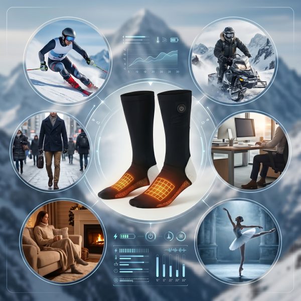 JHS06 heated sock liners designed for dance, skiing, cycling, and professional winter sports.