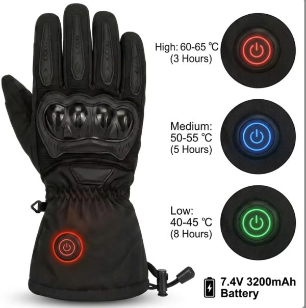 JHG45 heated motorcycle gloves three heat settings with temperature control display