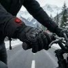 Rider wearing JHG45 heated motorcycle gloves during winter motorcycle riding