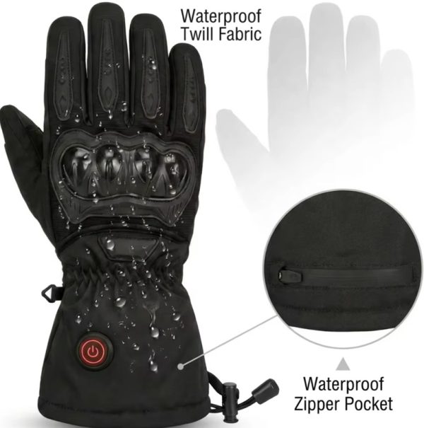 JHG45 waterproof heated motorcycle gloves showing water resistance performance