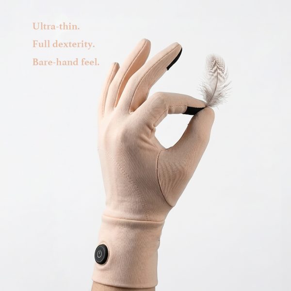 JONE JHG47 ultra-thin heated gloves demonstrating full finger flexibility and precision grip