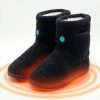 jone-jhb04-black-fleece-heated-boot-indoor-front-view JONE JHB04 Black Indoor Heated Boot with Ultra-Soft Fleece Upper and Cream Fleece Lining, Front View