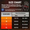 jhg44-dual-sided-heated-gloves-size-chart JHG44 dual-sided heated gloves size chart with palm circumference measurements in inches and centimeters