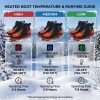 JHB06 heated boot temperature and runtime guide chart with three heat levels and LED colors