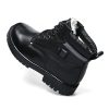 JHB06 heated boot back-top view showing white wool fleece lining collar and rear pull tab