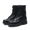JHB07 heated tactical boots front three-quarter view showing leather upper and lacing system