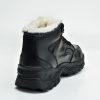 JHB09 Men's Heated Boots - Rear Collar View JHB09 men's heated boot rear angle view showing plush fur collar and ankle hooks