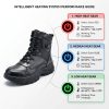 JHB10 Heated Winter Work Boots - Temperature & Runtime Guide JHB10 heated winter work boots temperature and runtime guide chart with three heat levels and LED colors