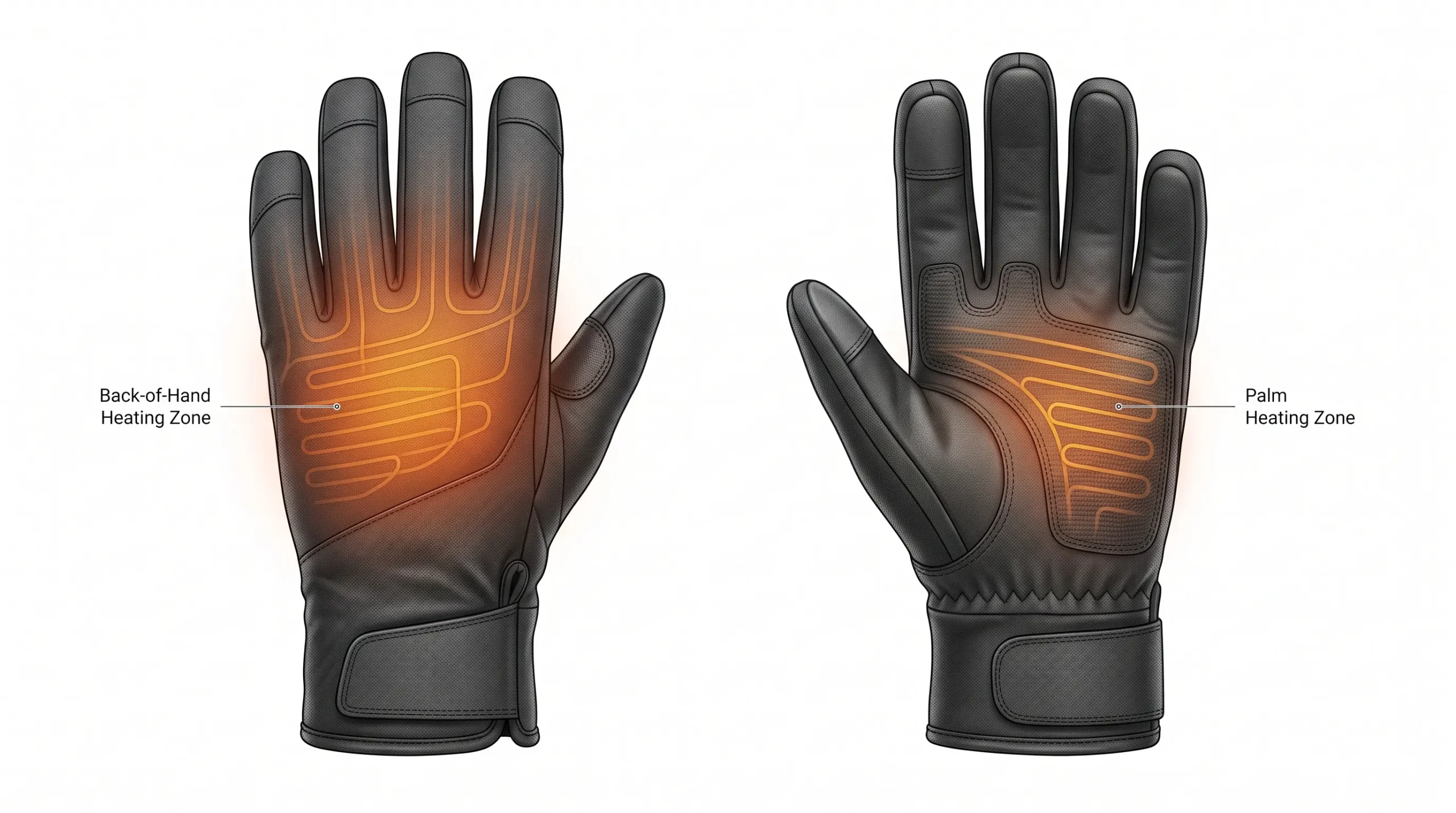 J ONE palm and back-of-hand heating zones in heated gloves engineering design