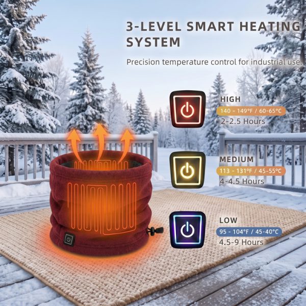 JHN02 Heated Neck Warmer – Temperature Chart JHN02 heated neck warmer 3-level smart temperature control chart with exact temp ranges and runtimes