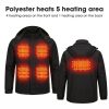 JHJ02B Heated Jacket - Five Heating Zones JHJ02B black heated jacket heating layout diagram showing four front zones and one upper back zone
