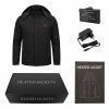 JHJ02B Heated Jacket - Package Contents JHJ02B heated jacket package contents with jacket, 7.4V 5000mAh battery, wall charger, color box, and manual