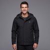JHJ02B Heated Jacket - Worn View (Studio) Man wearing JHJ02B black heated jacket with hood, studio front view